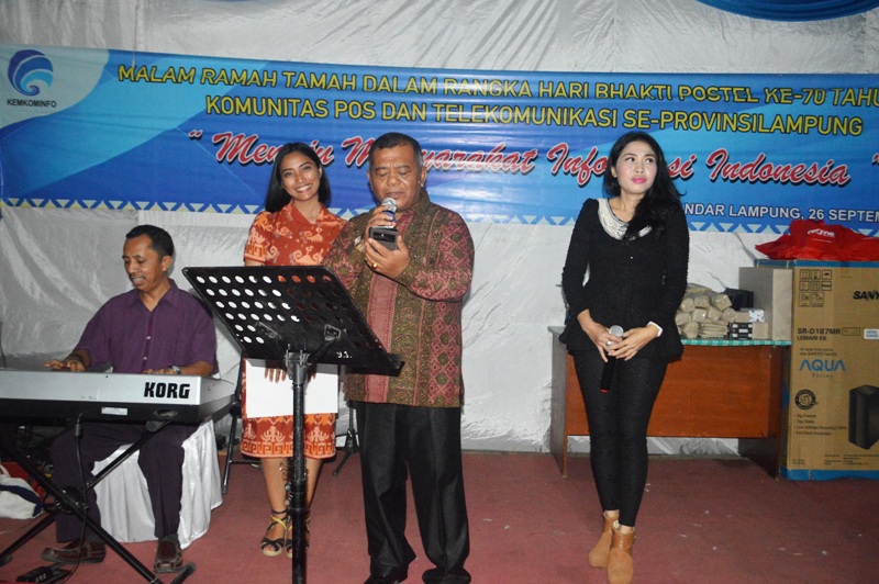 Kepala UPT Monitor Spectrum Frekuensi Radio Bandar Lampung Ansyarullah pada Malam Puncak Peringatan Hari Bakti Postel ke-70 di Lampung, (26/09)